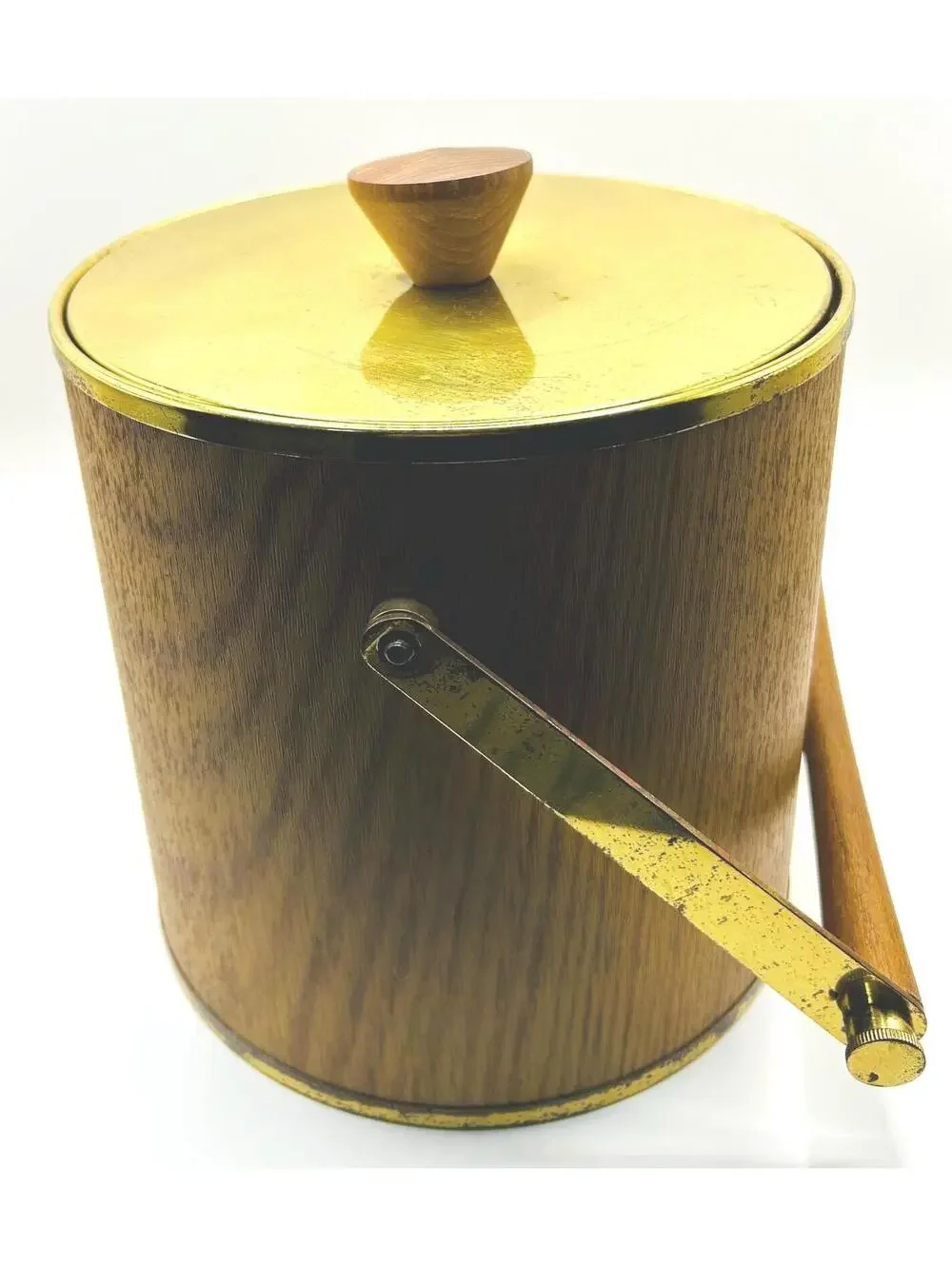 Retro Wood and Gold Insulated Ice Bucket